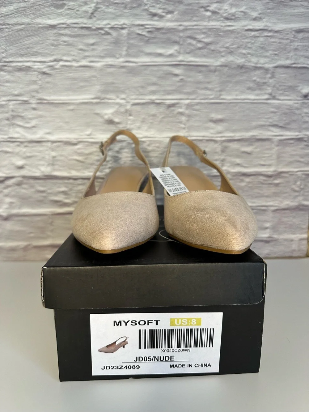 Nude color kitten heels